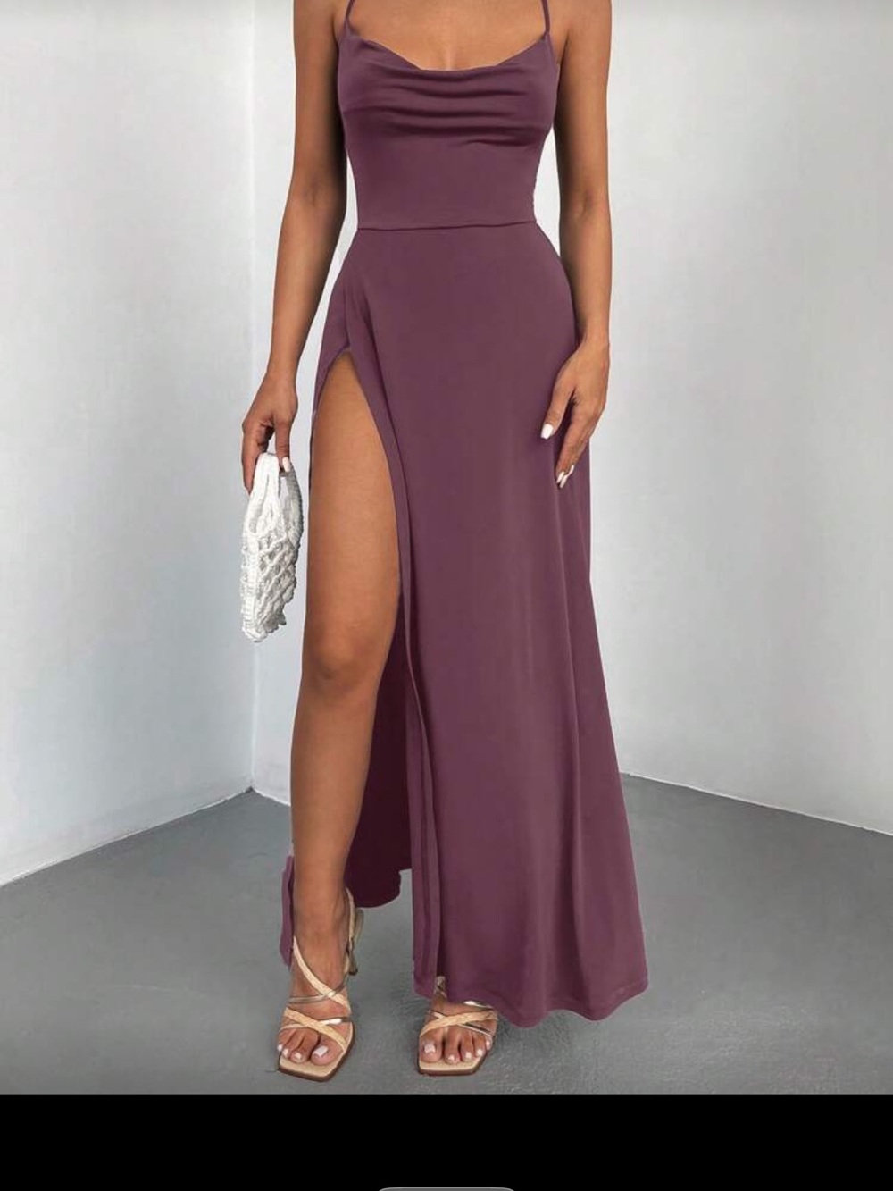 Mauve Evening Maxi Dress with Slit
